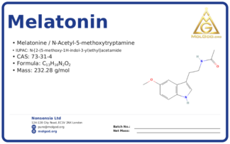 melatonin (CAS 73-31-4) — Safety Data Sheet, CAS 73-31-4 — chemical product label