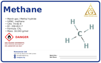 methane (CAS 74-82-8) — Safety Data Sheet, CAS 74-82-8 — chemical product label