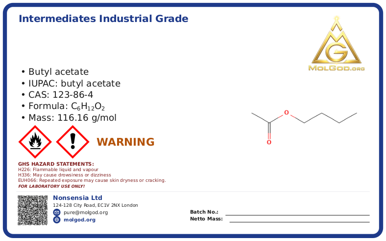 Butyl Acetate (CAS 123-86-4), CAS 123-86-4 — chemical product label