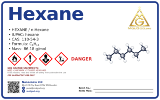 CAS 号: 110-54 (CAS 110-54-3), CAS 110-54-3 — chemical product label