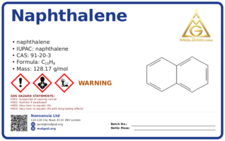 naphthalene (CAS 91-20-3) — Safety Data Sheet, CAS 91-20-3 — chemical product label