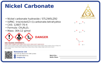 nickel carbonate (CAS 12607-70-4) — Safety Data Sheet, CAS 12607-70-4 — chemical product label