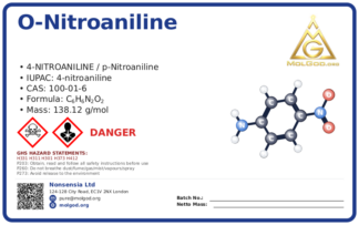 o-nitroaniline (CAS 100-01-6) — Safety Data Sheet, CAS 100-01-6 — chemical product label