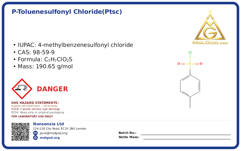 p-Toluenesulfonyl chloride(PTSC) (CAS 98-59-9), CAS 98-59-9 — chemical product label