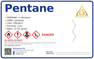 pentane (CAS 109-66-0) — Safety Data Sheet, CAS 109-66-0 — chemical product label