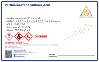 perfluorooctane sulfonic acid (CAS 1763-23-1) — Safety Data Sheet, CAS 1763-23-1 — chemical product label