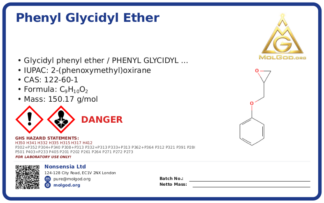 phenyl glycidyl ether (CAS 122-60-1) — Safety Data Sheet, CAS 122-60-1 — chemical product label