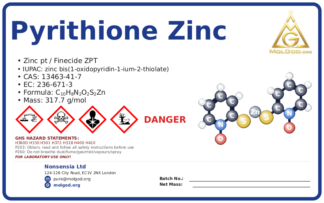 pyrithione zinc (CAS 13463-41-7) — Safety Data Sheet, CAS 13463-41-7 — chemical product label