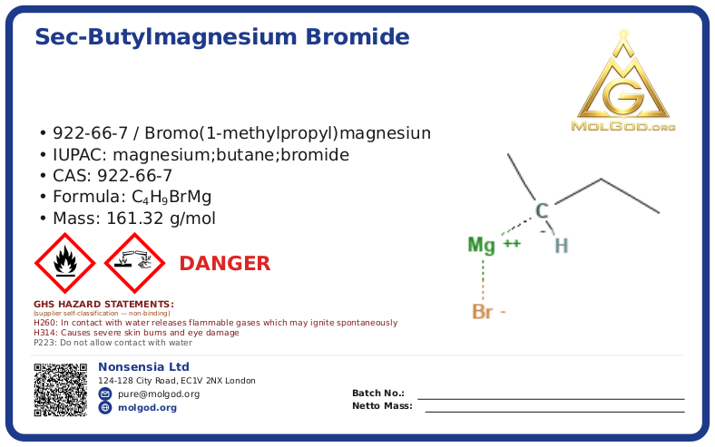 sec-Butylmagnesium bromide (CAS 922-66-7), CAS 922-66-7 — chemical product label