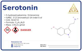 serotonin (CAS 50-67-9) — Safety Data Sheet, CAS 50-67-9 — chemical product label