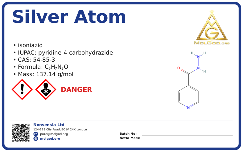 silver atom (CAS 54-85-3), CAS 54-85-3 — chemical product label