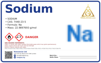 sodium (CAS 7440-23-5) — Safety Data Sheet, CAS 7440-23-5 — chemical product label