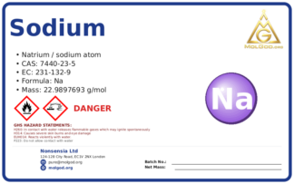 sodium (CAS 7440-23-5) — Safety Data Sheet, CAS 7440-23-5 — chemical product label