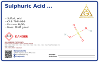 sulphuric acid … % (CAS 7664-93-9) — Safety Data Sheet, CAS 7664-93-9 — chemical product label