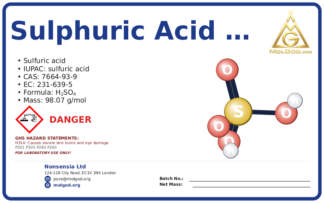 sulphuric acid ... % (CAS 7664-93-9) — chemical product label