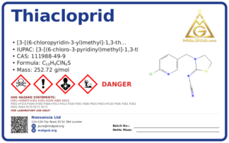 thiacloprid (CAS 111988-49-9) — Safety Data Sheet, CAS 111988-49-9 — chemical product label