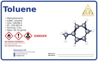toluene (CAS 108-88-3) — Safety Data Sheet, CAS 108-88-3 — chemical product label