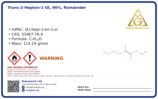trans-2-Hepten-1-ol, 96%, remainder mainly cis-isomer (CAS 33467-76-4), CAS 33467-76-4 — chemical product label