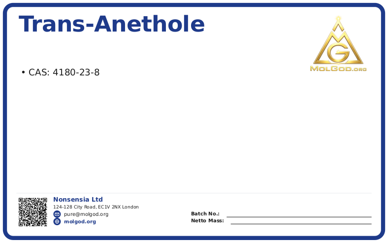 trans-Anethole (CAS 4180-23-8), CAS 4180-23-8 — chemical product label