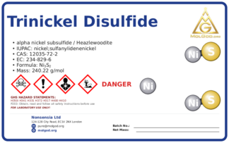 trinickel disulfide (CAS 12035-72-2) — Safety Data Sheet, CAS 12035-72-2 — chemical product label