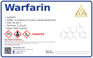 warfarin (CAS 81-81-2) — Safety Data Sheet, CAS 81-81-2 — chemical product label