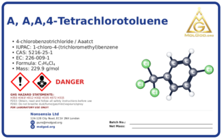 α, α,α,4-tetrachlorotoluene (CAS 5216-25-1) — Safety Data Sheet, CAS 5216-25-1 — chemical product label