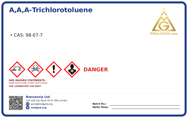 α,α,α-Trichlorotoluene (CAS 98-07-7), CAS 98-07-7 — chemical product label