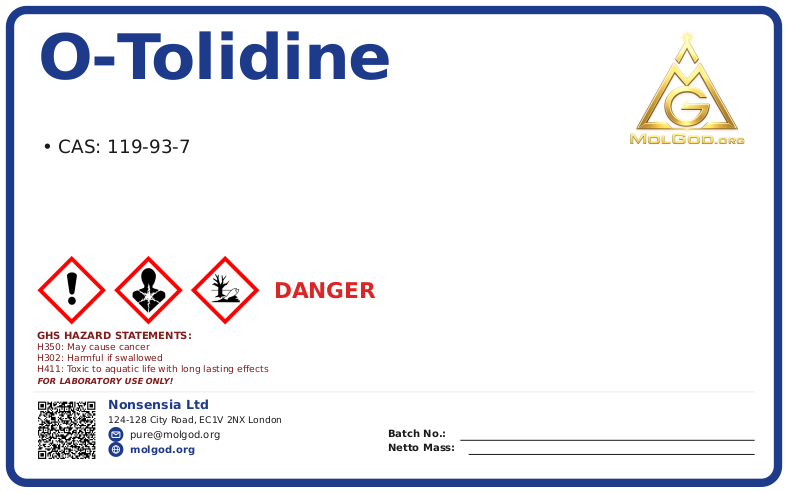 ο-Tolidine (CAS 119-93-7), CAS 119-93-7 — chemical product label