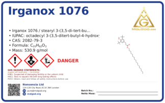 Irganox 1076 (CAS 2082-79-3), CAS 2082-79-3 — chemical product label