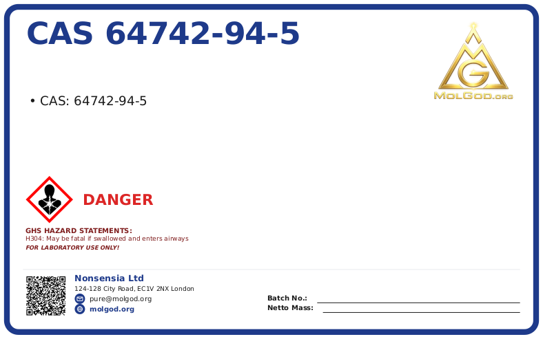 CAS 64742-94-5, CAS 64742-94-5 — chemical product label