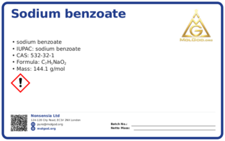 Бензоат натрия порошок (Е211) (CAS 532-32-1), CAS 532-32-1 — chemical product label