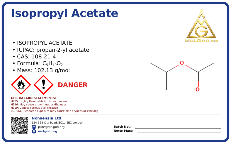 CAS 108-21-4, CAS 108-21-4 — chemical product label