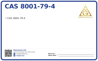 CAS 8001-79-4, CAS 8001-79-4 — chemical product label