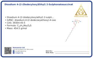 Disodium 4-(2-(dodecyloxy)ethyl) 2-sulphonatosuccinate (CAS 39354-45-5), CAS 39354-45-5 — chemical product label
