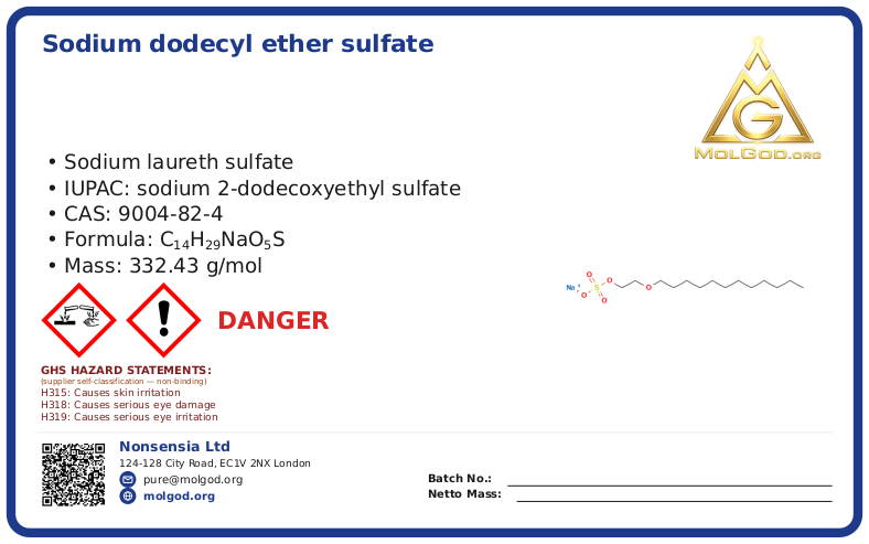 CAS 9004-82-4, CAS 9004-82-4 — chemical product label