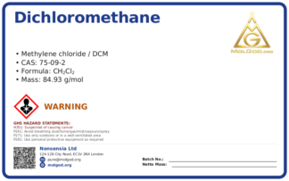 Dichloromethane (MC/ methylene chloride) is a high-purity, low-boiling-point, non (CAS 75-09-2), CAS 75-09-2 — chemical product label