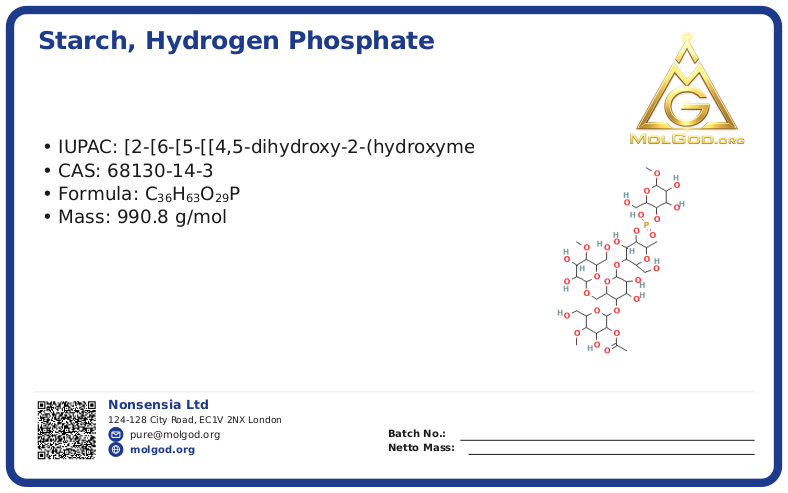 Starch, hydrogen phosphate acetate (CAS 68130-14-3), CAS 68130-14-3 — chemical product label