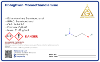 Monoethanolamine (CAS 141-43-5), CAS 141-43-5 — chemical product label