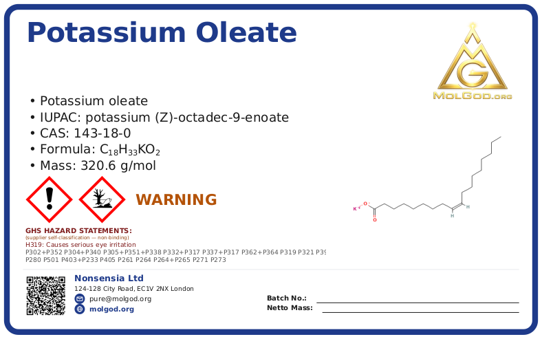 CAS 143-18-0, CAS 143-18-0 — chemical product label