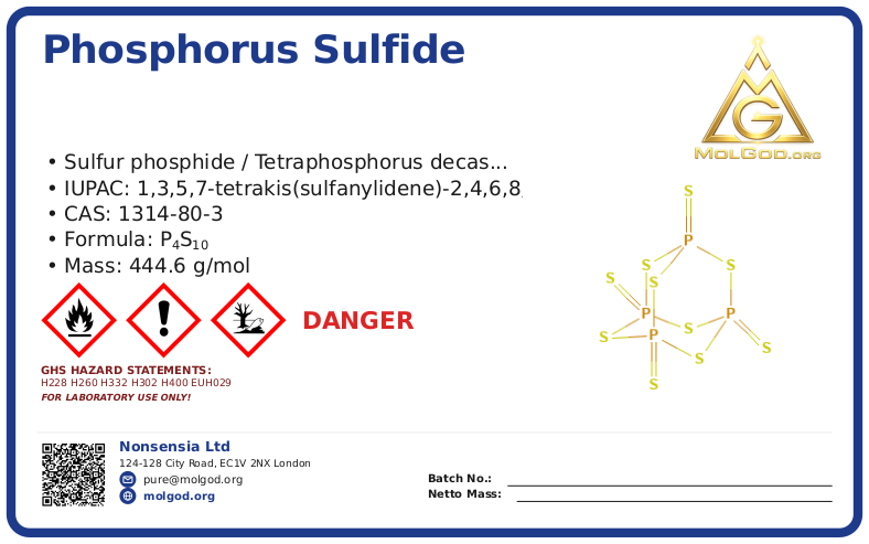 CAS 1314-80-3, CAS 1314-80-3 — chemical product label