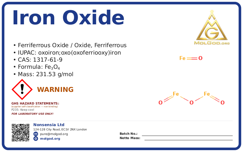 CAS 1317-61-9, CAS 1317-61-9 — chemical product label