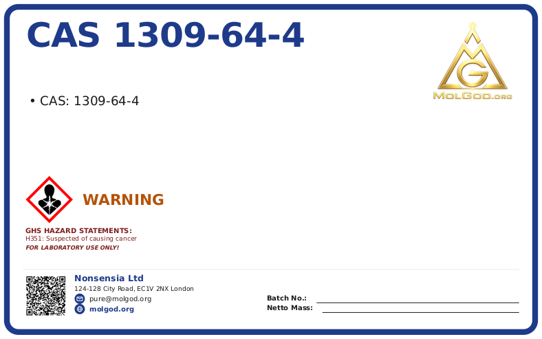 CAS 1309-64-4, CAS 1309-64-4 — chemical product label