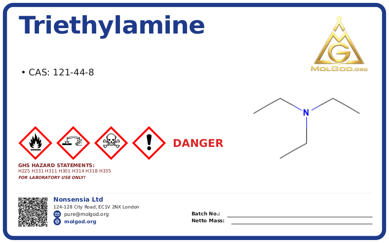 Triethylamine (CAS 121-44-8) — chemical product label