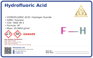 Hydrofluoric acid (CAS 7664-39-3), CAS 7664-39-3 — chemical product label