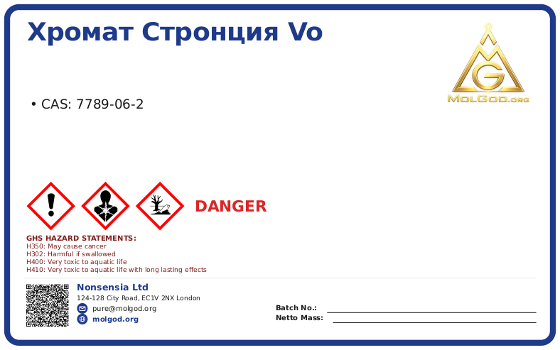 CAS 7789-06-2, CAS 7789-06-2 — chemical product label