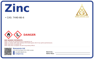 Цинковые хлопья PD (CAS 7440-66-6), CAS 7440-66-6 — chemical product label
