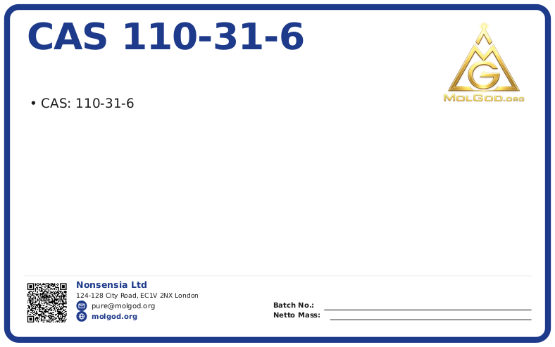 CAS 110-31-6, CAS 110-31-6 — chemical product label
