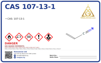 CAS 107-13-1, CAS 107-13-1 — chemical product label