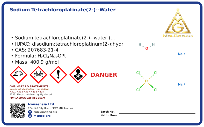 CAS 207683-21-4, CAS 207683-21-4 — chemical product label