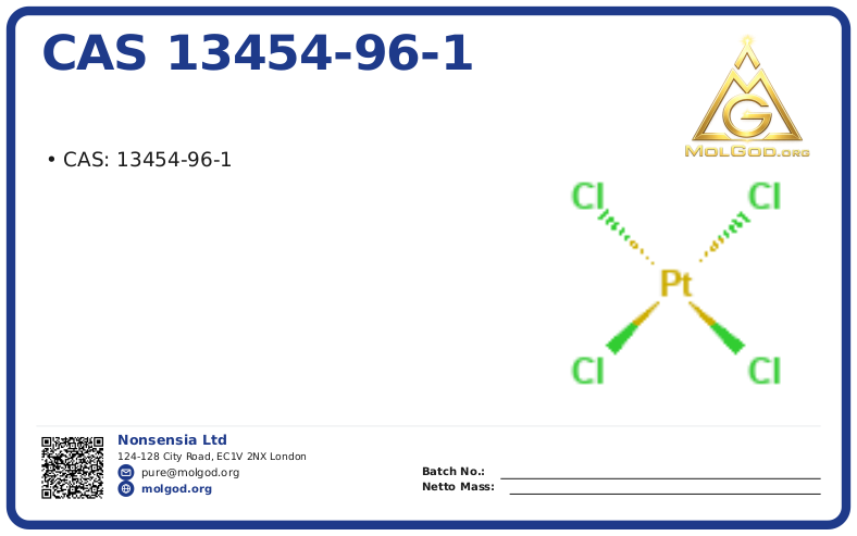 CAS 13454-96-1, CAS 13454-96-1 — chemical product label